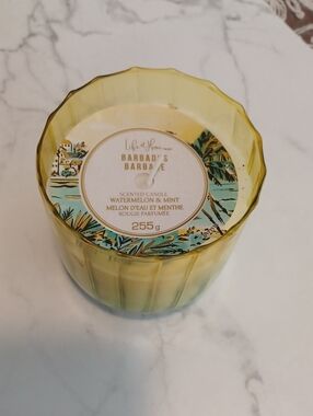 4/$40 New Yellow Glass Jar "Barbados" Scented Candle - 255 g